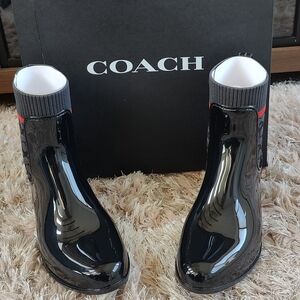 Coach Black and Gray Winter Rain Boots